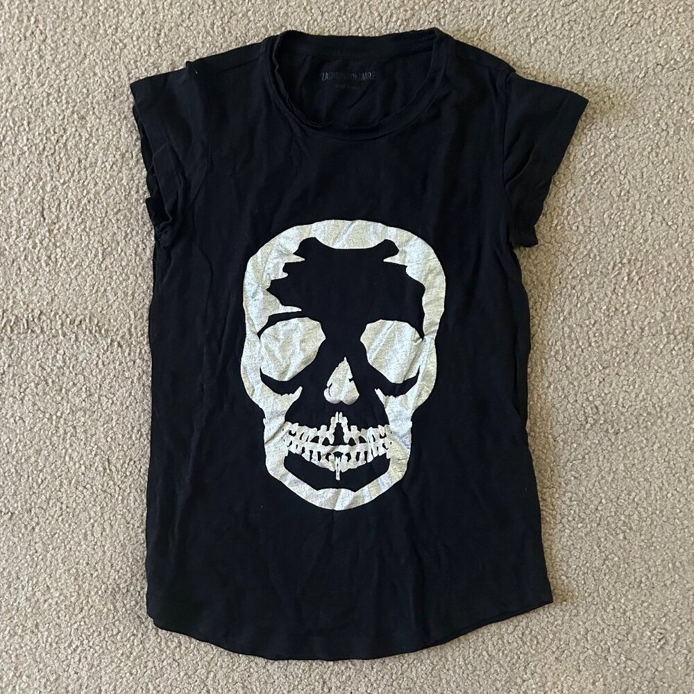 Zadig & Voltaire Foil Skull Black T-Shirt size XS